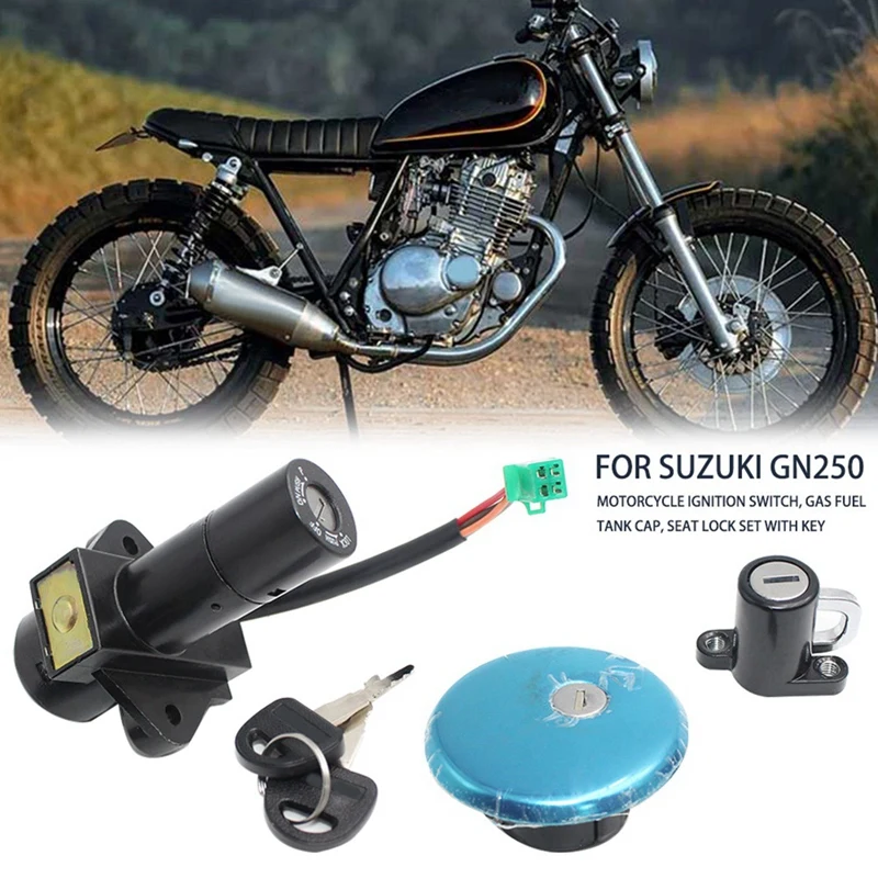 Motorcycle Ignition Switch Lock Seat Lock GAS Fuel Tunk Cap Lock With Key Set For Suzuki GN250 Motorcycle Accessories