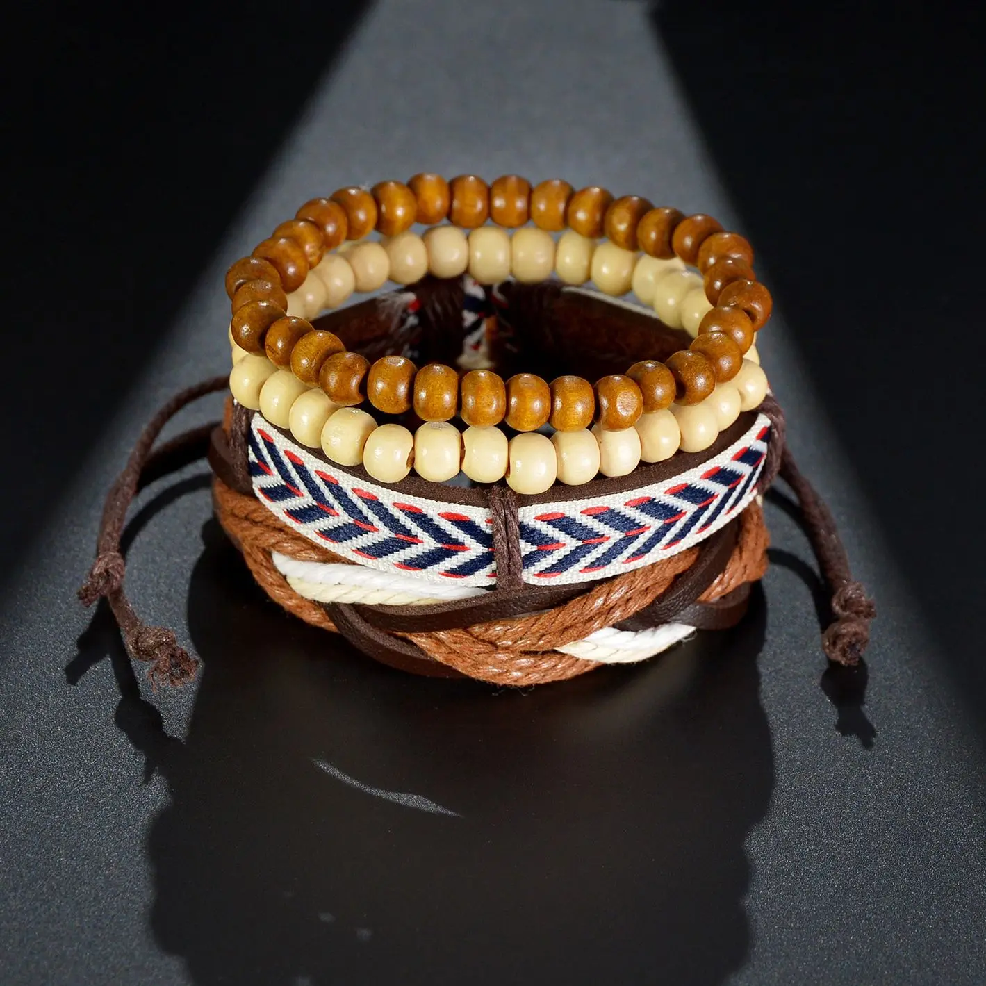 Vintage 3/4pcs/Set Bracelets For Men Fashion Letters Love Leather Bracelet & Bangles Multilayer Wide Wrap Jewelry Gift New Trend