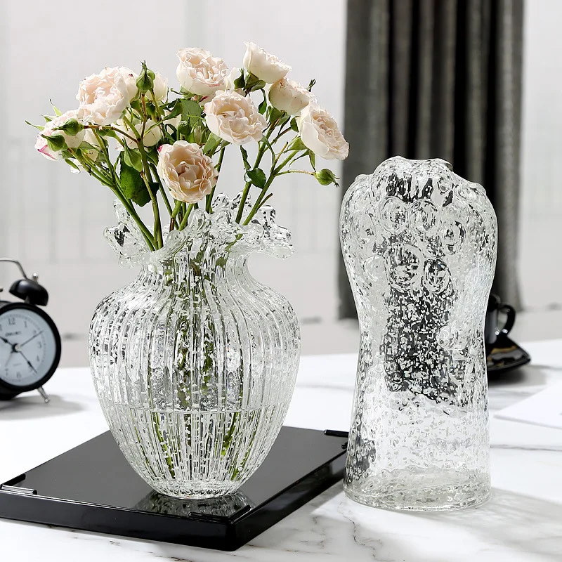 Fluorescent Vase Glows in The Dark, Exquisite Luminous Glacier Vase, Unique Transparent Vase