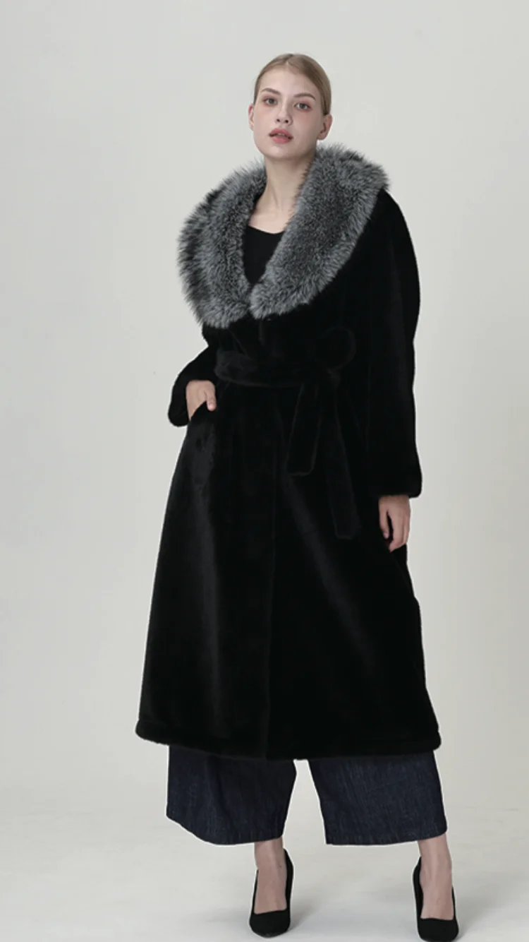 winter women long fake fur coat faux fur jacket