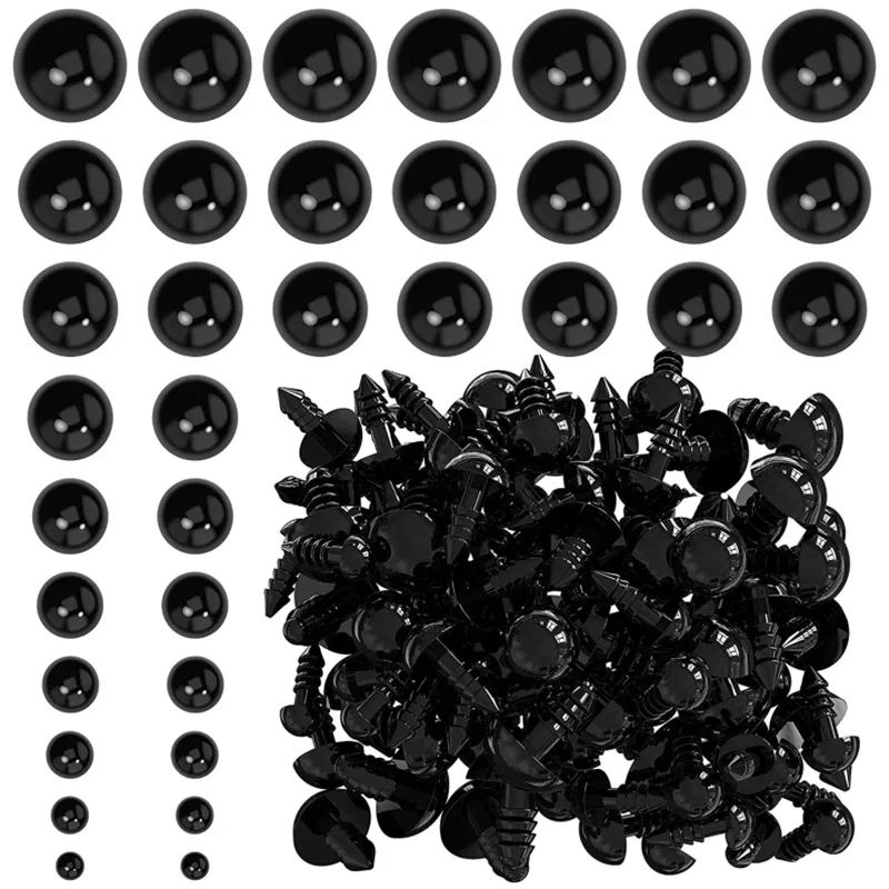 300/50PCS 6-10mm Black Plastic Safety Eyes For Toys Amigurumi Diy Kit Crafts TeddyBear Toy Eye For Doll Decoration Accessories