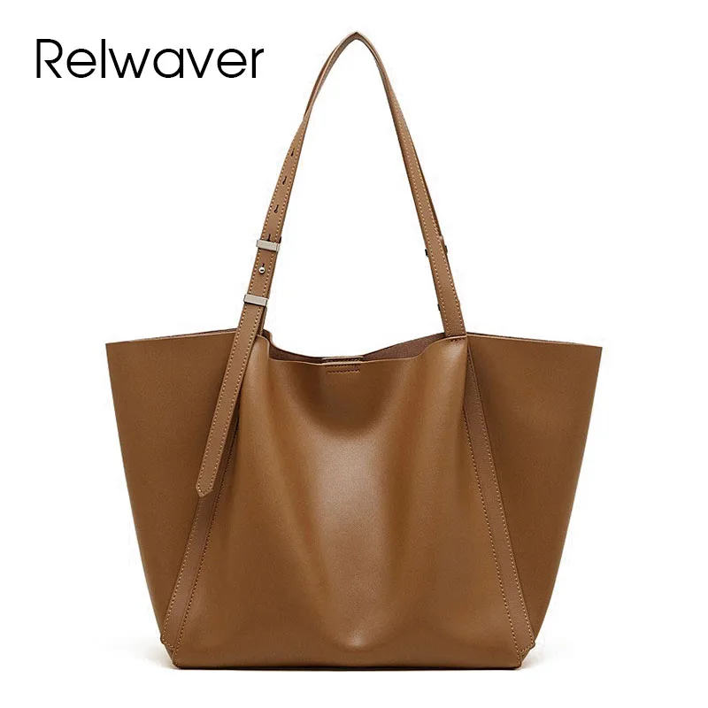 

Relwaver tote bag second layer cowhide women shoulder bag big composite handbag commuting ladies bag fashion shopping bag 2026