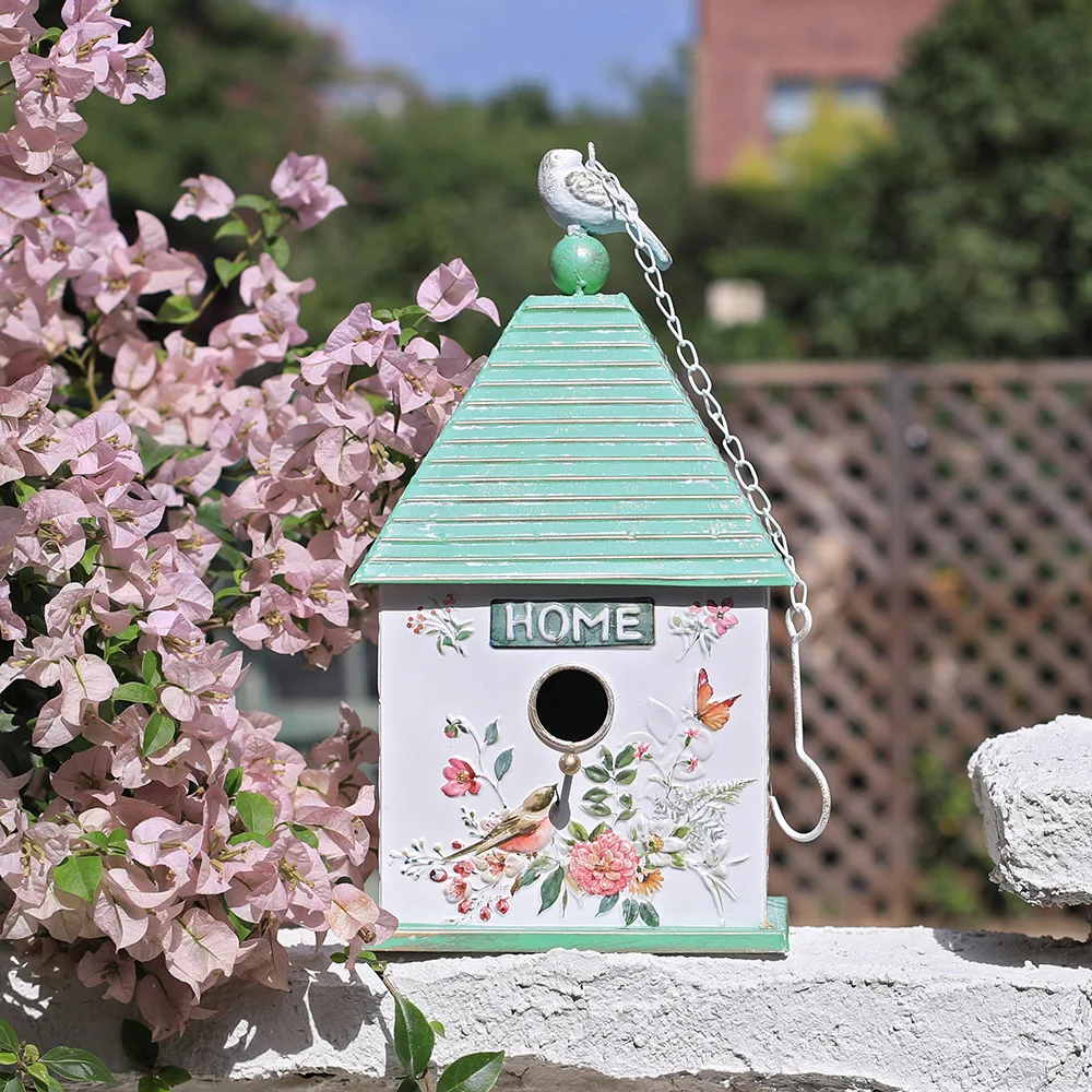 

Wrought iron bird house winter balcony bird's nest creative ornament pendant integrated bird's nest garden outdoor courtyard iro