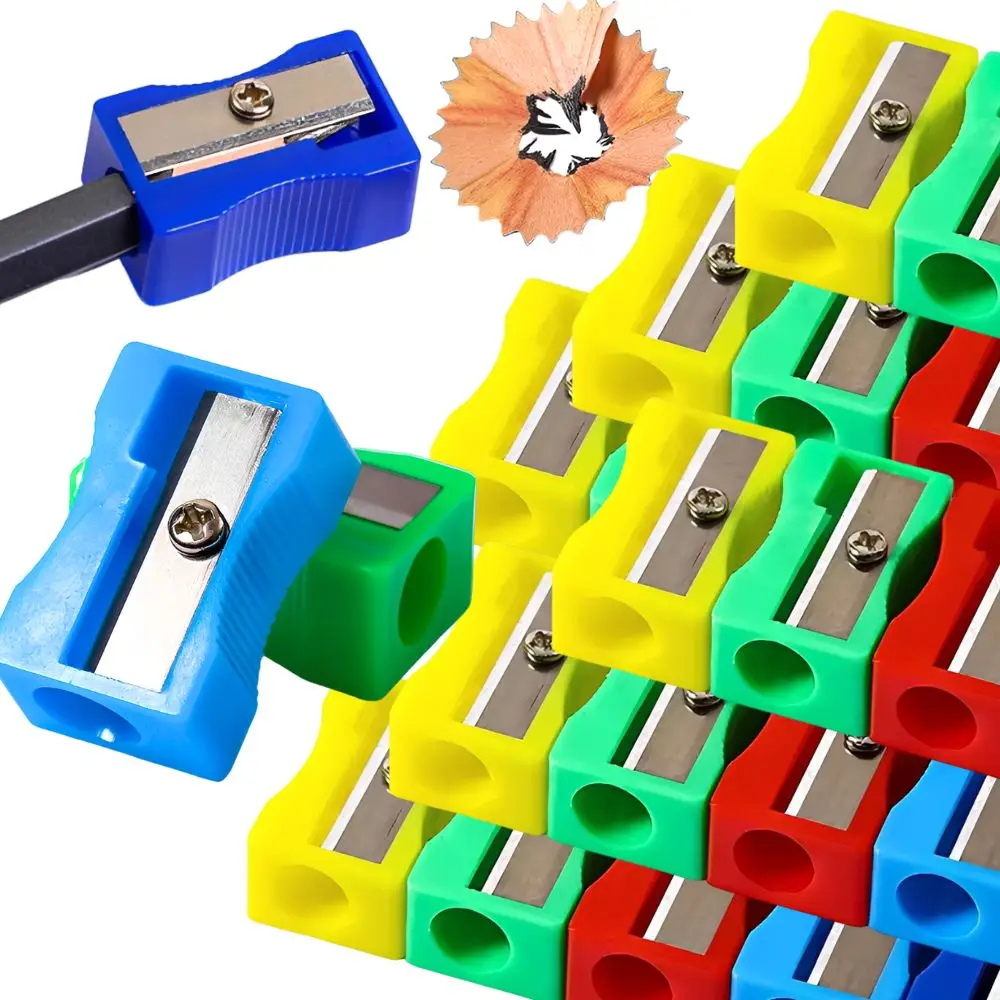 28pcs Random Mini Colorful Single Hole Pencil Sharpener Portable Manual Cutter for School Stationery Supplies YMY