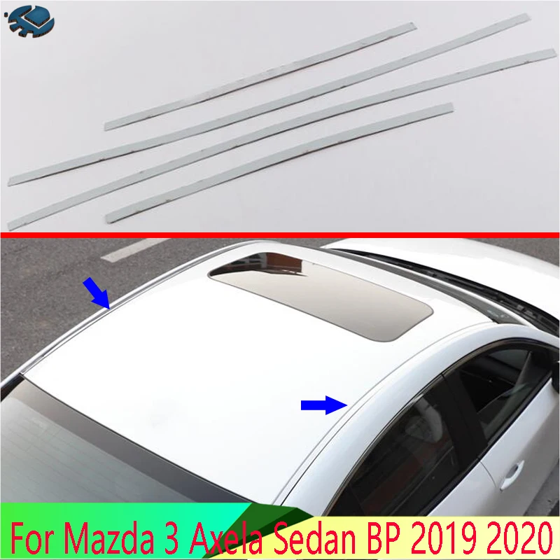 For Mazda 3 Axela Sedan BP 2019 2020 Car Accessories Stainless Steel roof moudling Around trim