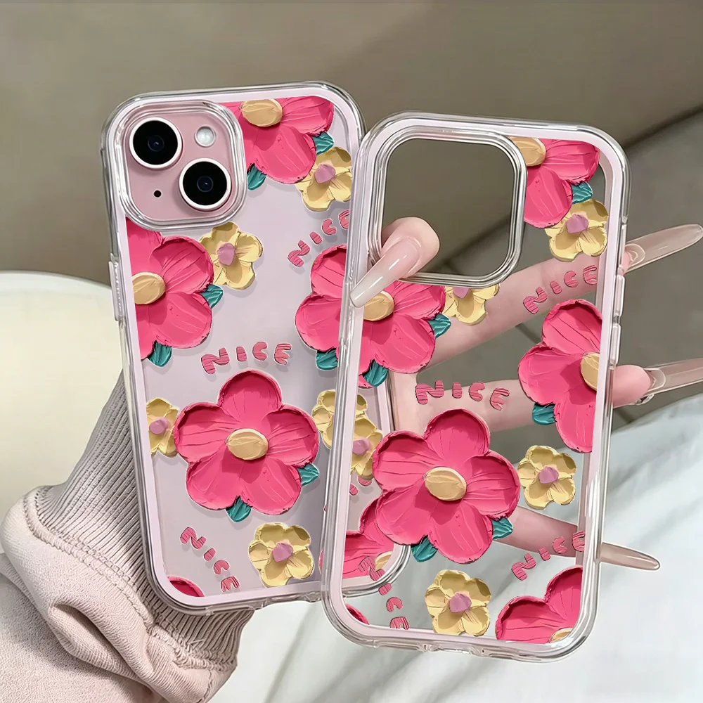 Ölgemälde-Blumenmuster Klare Handyhülle für iPhone 17 13 16 15 11 12 14 Pro Max 17 Air XR X Hülle Silikon Stoßfeste Abdeckung – Detail 6