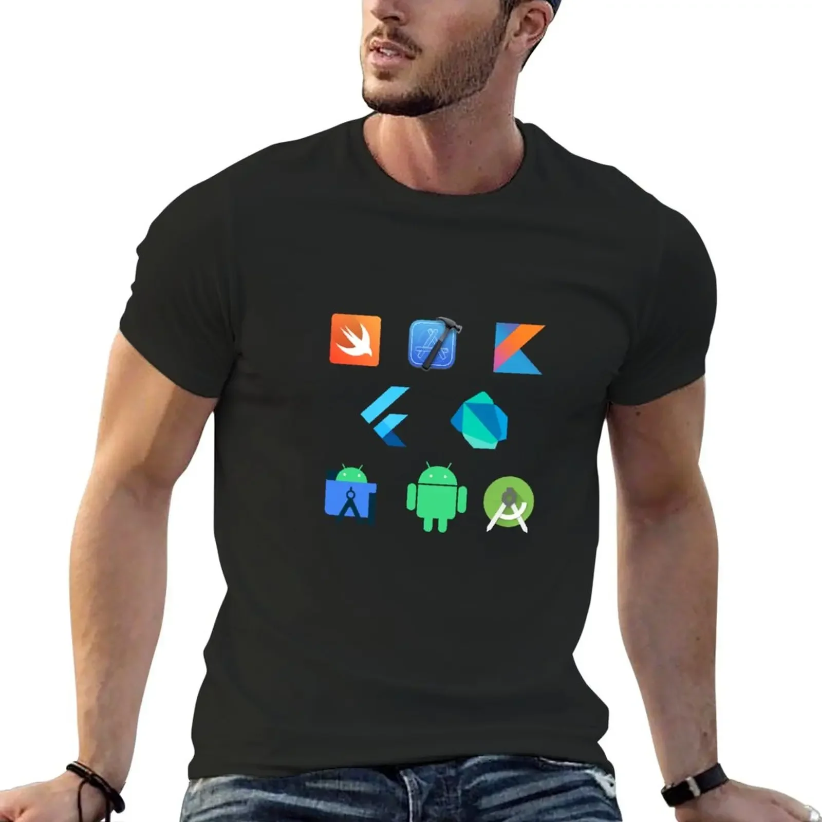 

New Mobile App Developer Complete Logo Pack ( IOS, Android, Flutter ) T-Shirt Anime t-shirt mens workout shirts