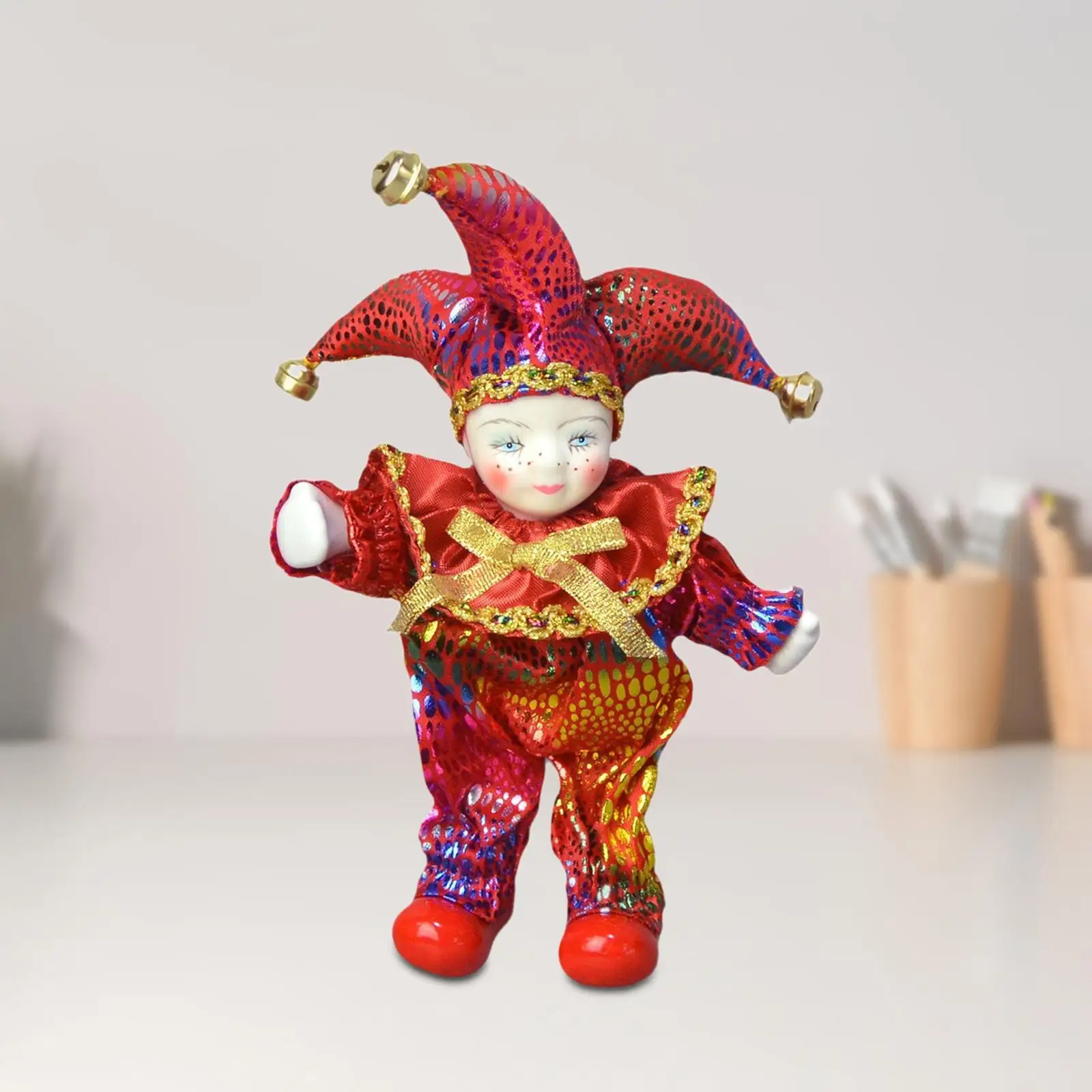 Clown Doll Crafts Valentine Day Gift Halloween Ornament for Home Table Room