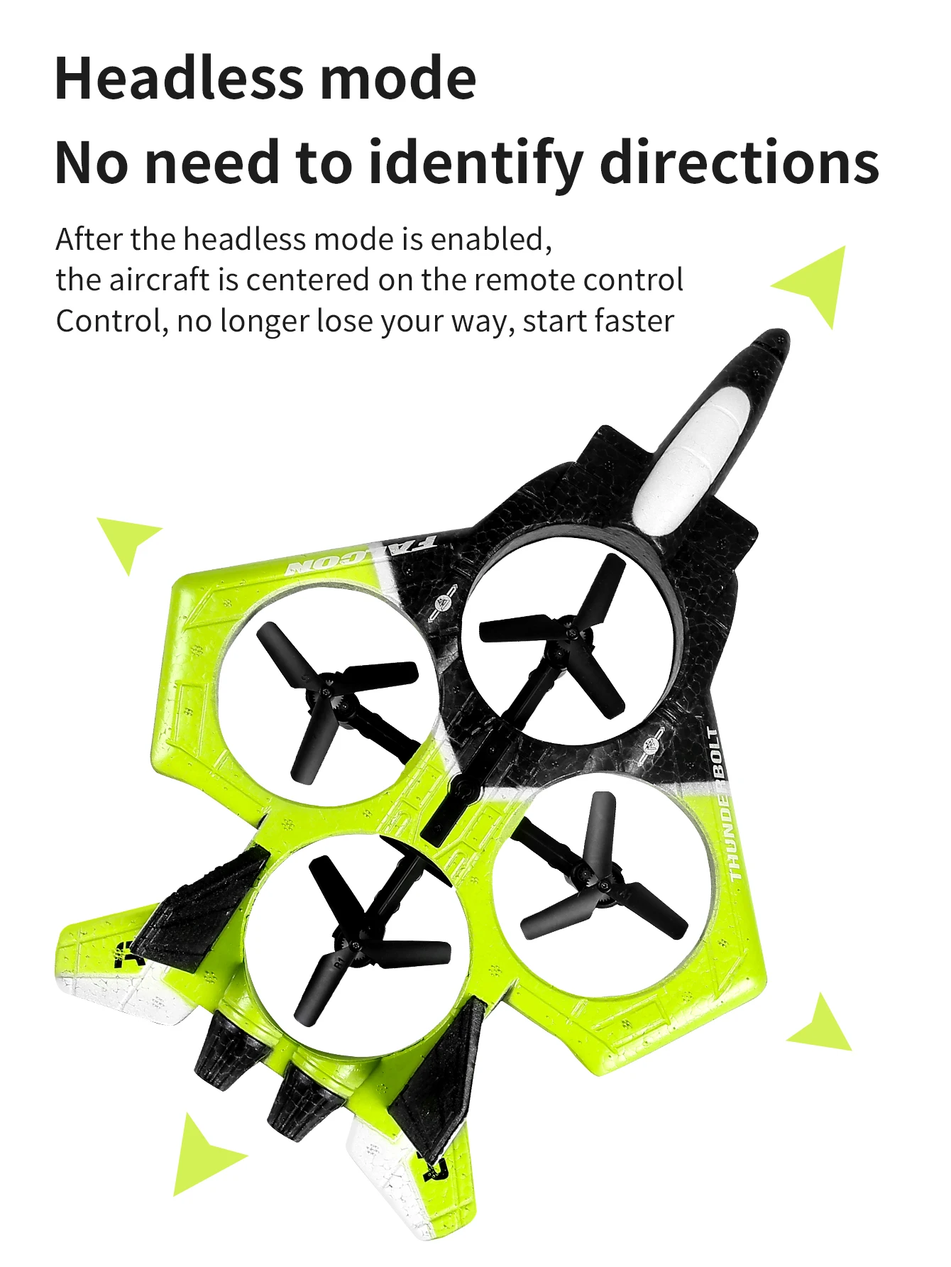 Aeronave de controle remoto -360 °   Anti queda dublê giratório e giratório LED quadcopter, modelo leve de brinquedo de caça