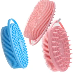 Upgrade 2 in 1 Bath and Shampoo Brush, Silicone Body Scrubber for Use in Shower, Exfoliating Body Brush, Premium Silicone Loofah