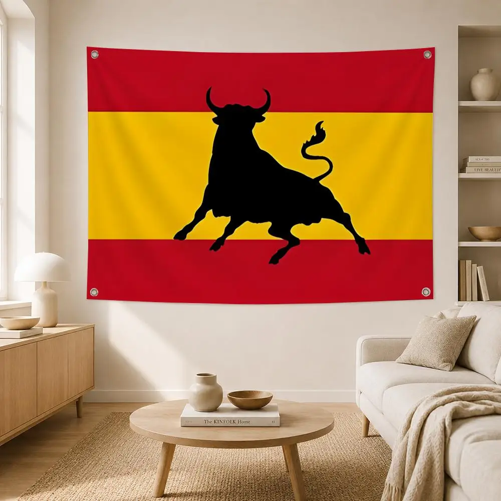 Spain Bull Flag Osbourne Bull Flags Home Yard Garden Wall Hanging Flag Indoor Outdoor Banner Decor for Patio Backdrop Art