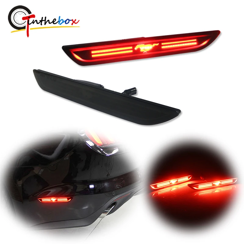 2 stücke Auto LED 3D Pferd Logo Design Vorne Hinten Stoßstange Seite Marker Lichter Für 2015-2018 Ford Mustang fender SideMarker Lampen