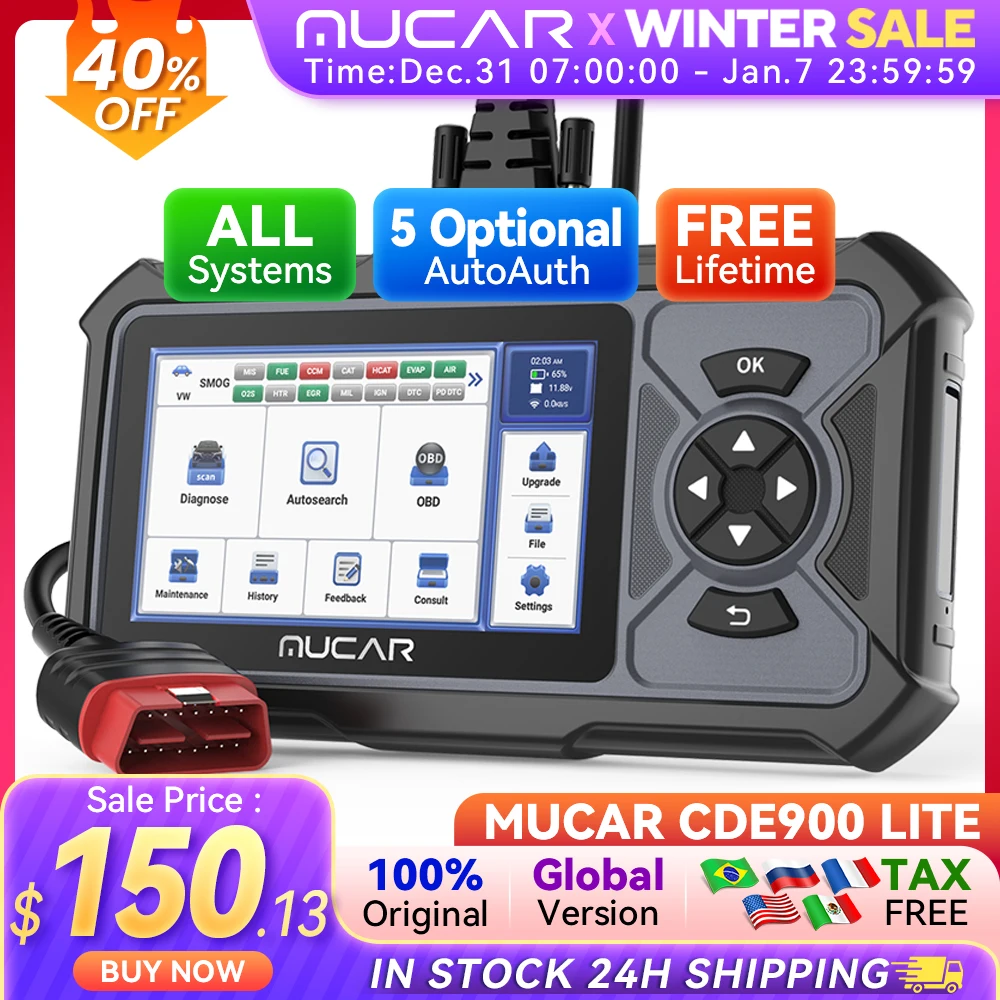 

MUCAR CDE900 LITE Obd2 Scanner 2+32G Auto Car Diagnostic Tool Automotive Best Car Scanners Code Reader 5 Resets Lifetime Free