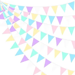 32Ft Macaron Pennant Banner Fabric Pastel Triangle Flag Bunting Garland Unicorn Theme Kids Girls Birthday Baby Shower Decoration