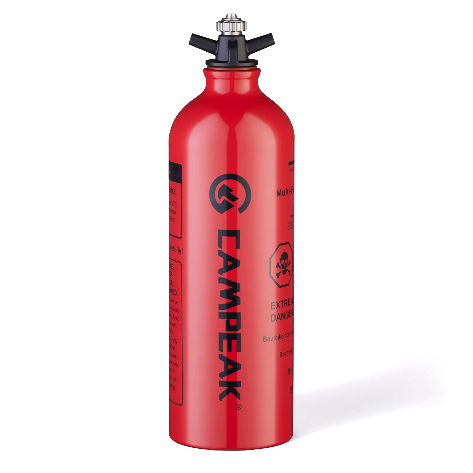 CAMPEAK Liquid Fuel Bottle Can 1L Red Water Bucket for Outdoor Camping with Safety Valve