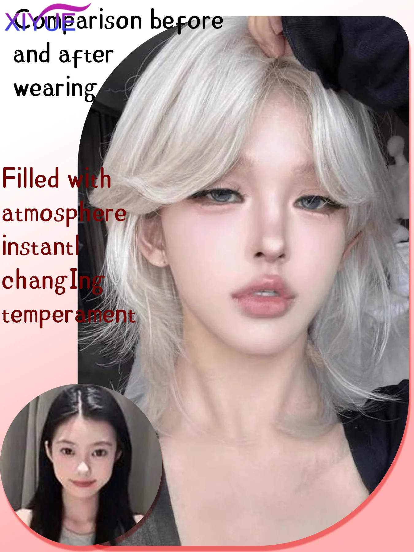 Lolita Synthetic Wig Forehead Lace Wolf Tail Short Curly Hair White Gold Layering Daily Fluffy Wig Full Head Unisex Daily Hallow