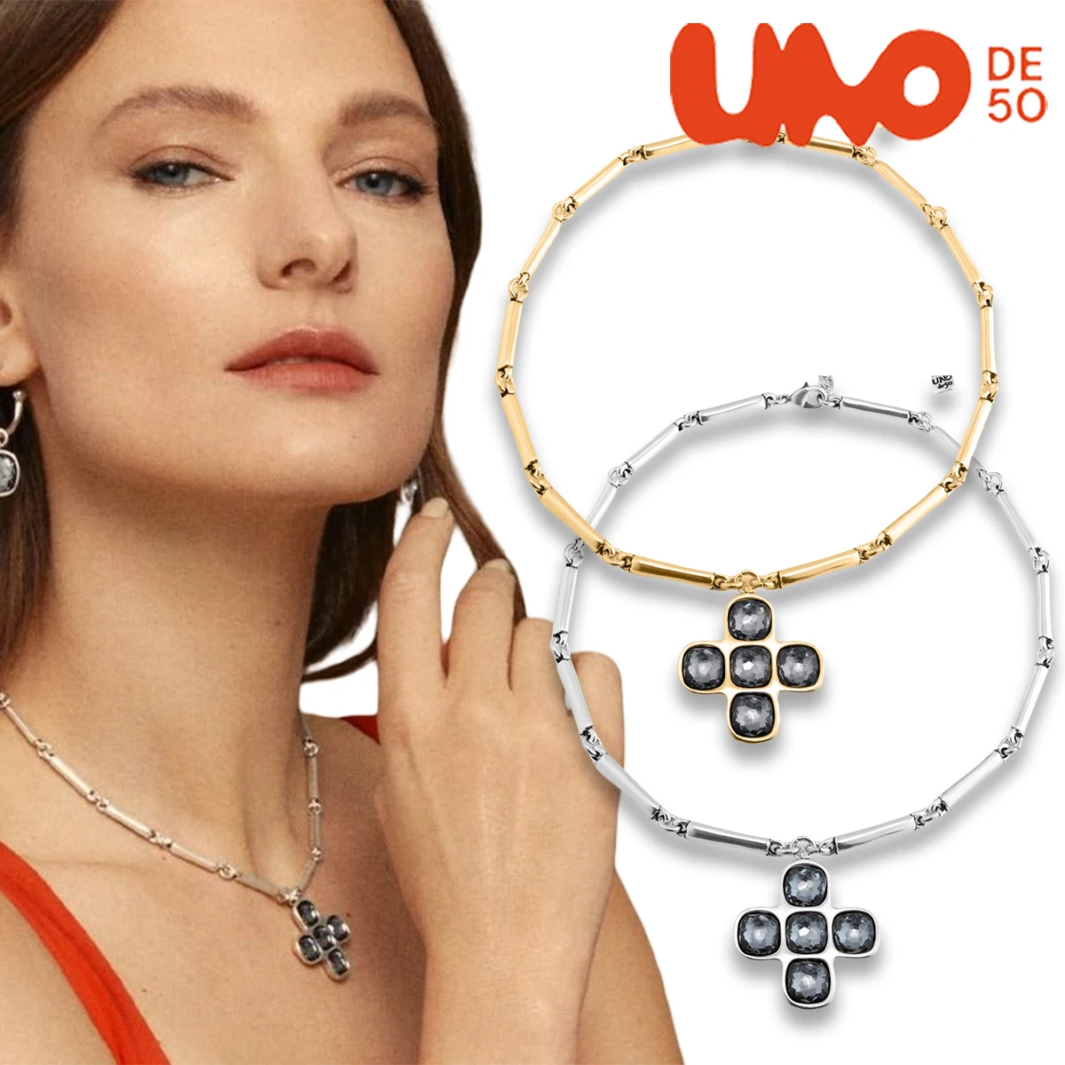 

UNODE50 ожерелье испанский крест черный кристалл ожерелье легкая роскошная классическая бамбуковая цепочка ручной работы