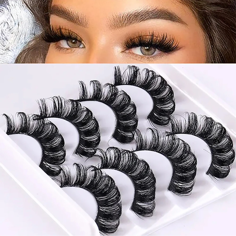 4 pairs of popular Russian rolled synthetic false eyelashes, thick and simulated curled natural eyelashes