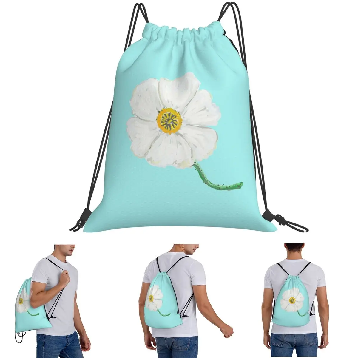 

Sissinghurst White Poppy Painting Backpacks Portable Drawstring Bags Sundries Bag Book Bags for Man Woman School