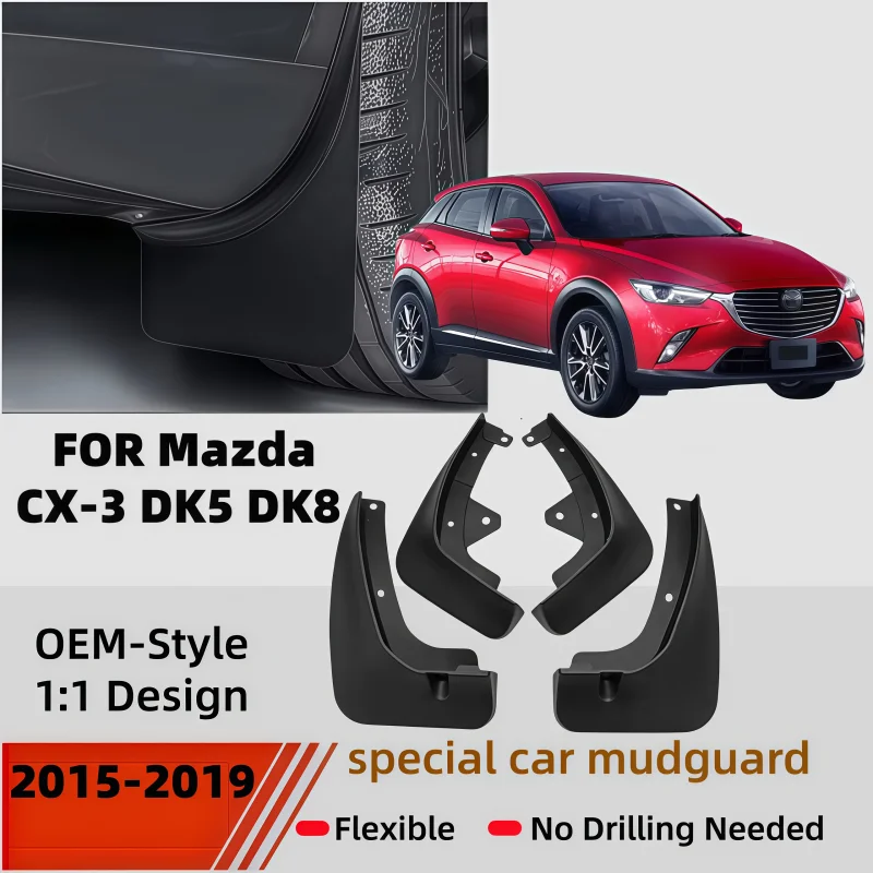 4PCS Plastic Mud Flaps FOR Mazda CX-3 DK5 DK8 2015 2016 2017 2018 2019 Splash Guards Fender Protectors Exterior Car Accessories