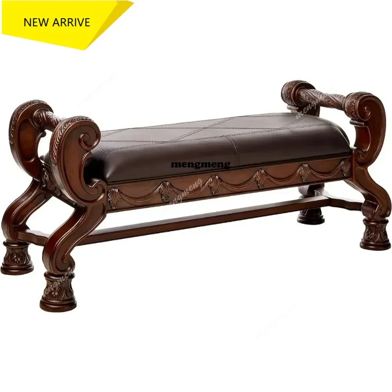 M138 Faux Leather Upholstered Bedroom Bench, Dark Brown