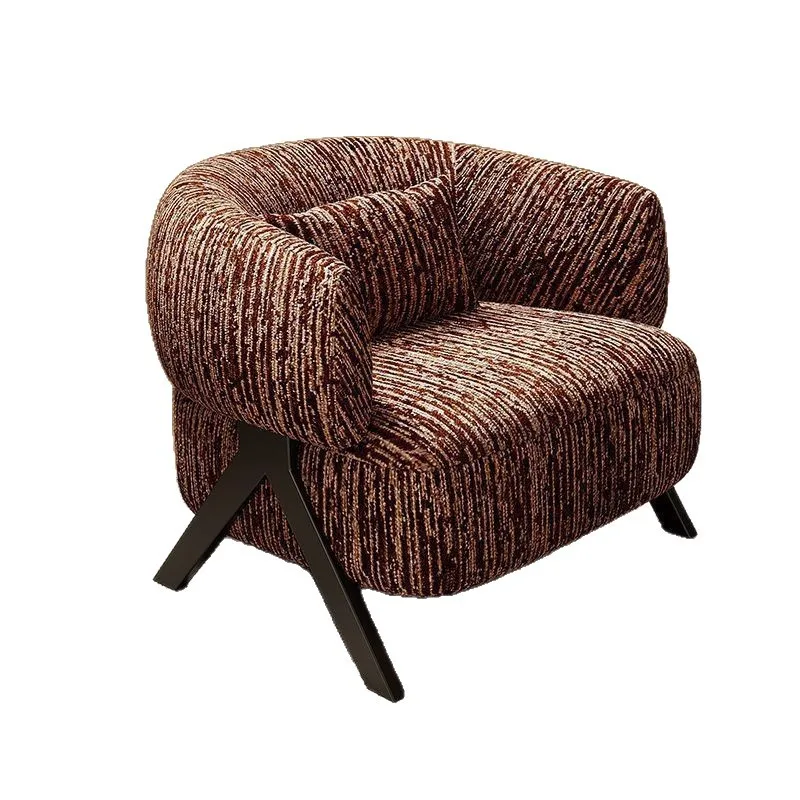 # Einzelner Sofasessel, Designer-Stuhl im Antik-Stil, französische Rückenlehne, Retro-Baumwolle und Leinen, Wohnzimmer, Freizeitbalkon, Relaxsessel