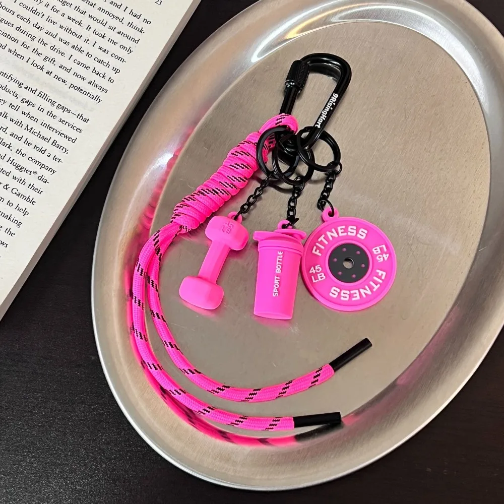 

Mini Barbell Plates Keychain with D-shaped Buckle Kettlebells Simulation Dumbbells Keyring Bag Charm Water Cups