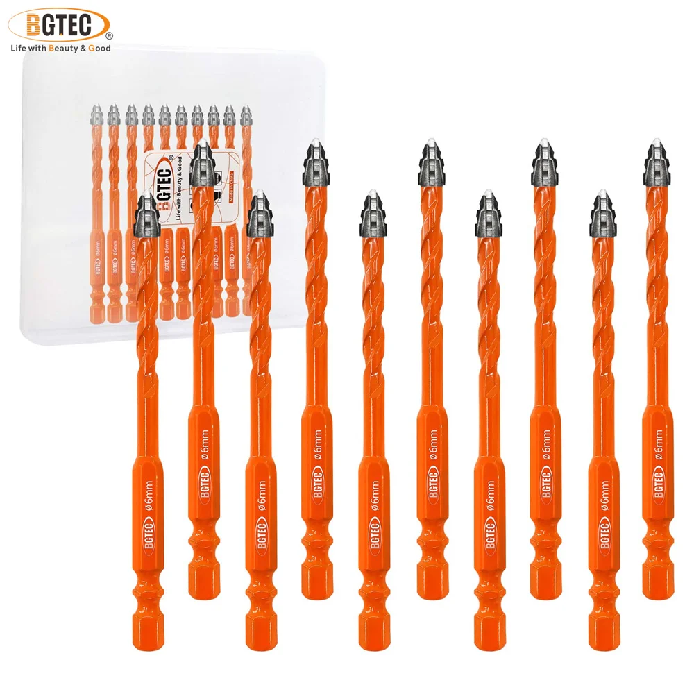 

BGTEC 6 мм набор зубчатых твердосплавных сверл для кладки, 10 шт./компл., для дерева, пластика, керамической плитки, бетона, эксцентрикового спирального сверла