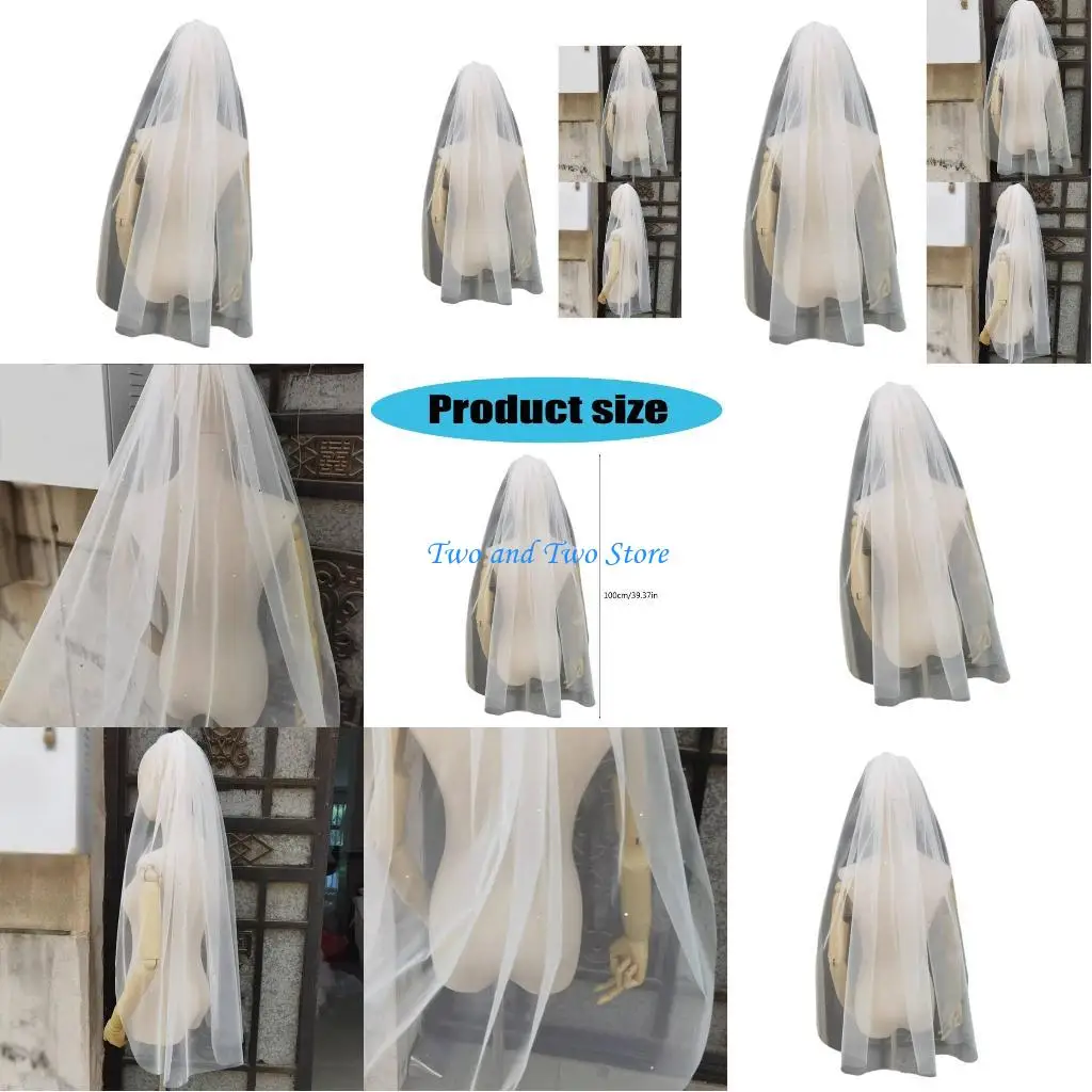 

HX6F Minimalists Women Veils Pearls White Long Bridal Veils Bride Short Wedding Veils for Bride and Evening Galas