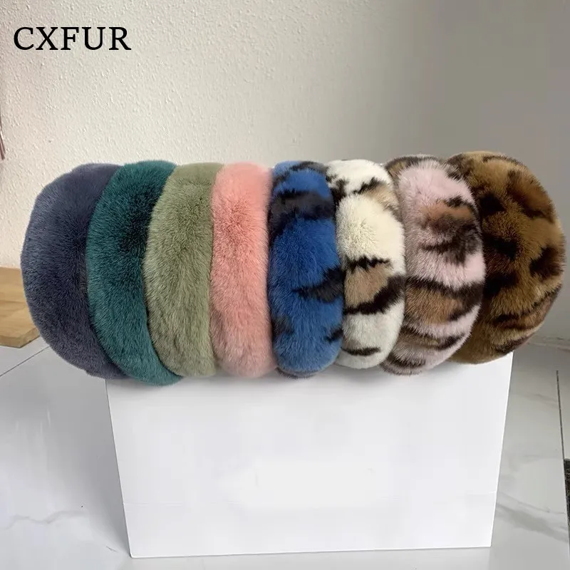 Furry Headwear Women Hair Bands Real Rex Rabbit Fur Headband CX-E-40