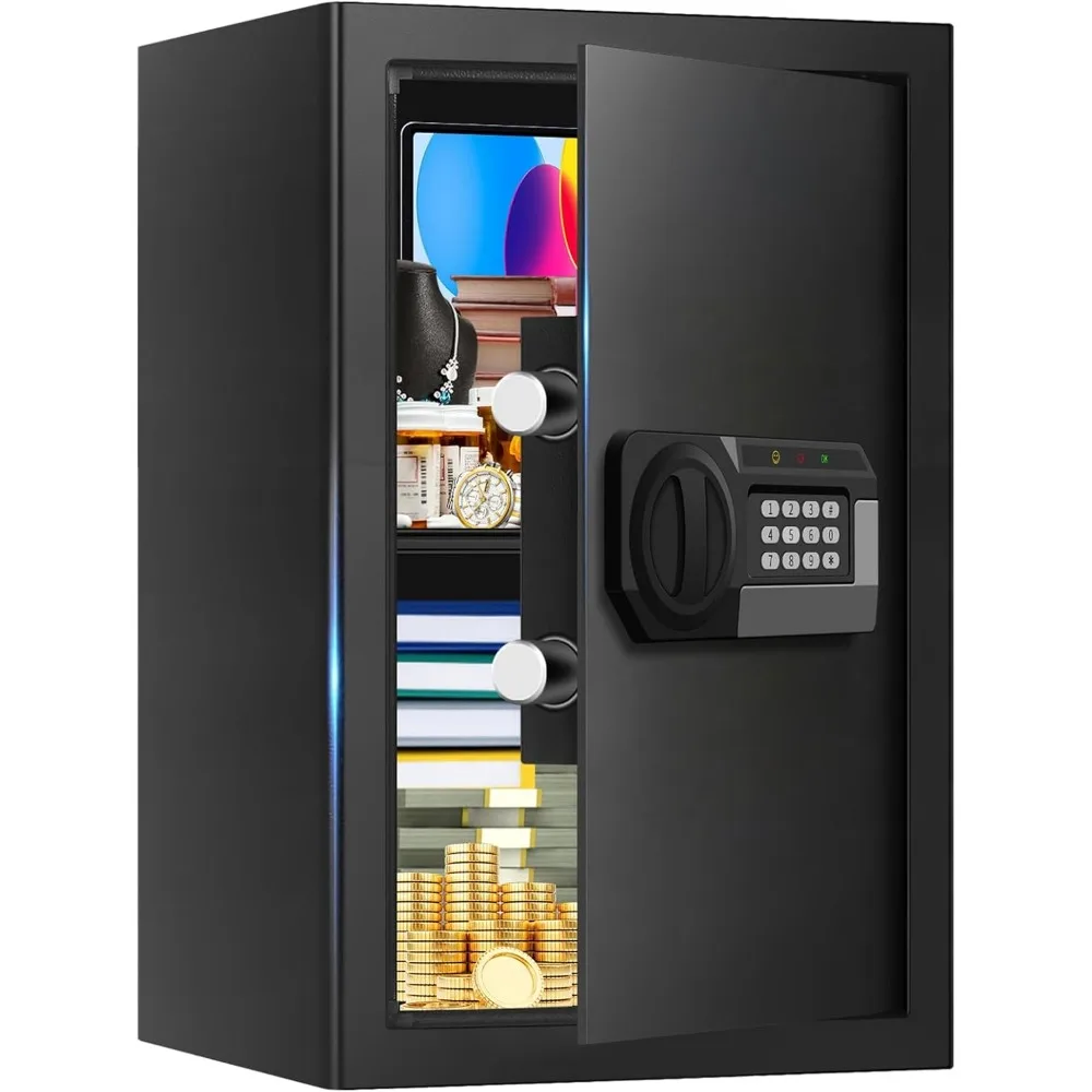 Caja Fuerte Grande para el Hogar, Resistente al Fuego y al Agua, con Cerradura Digital de Teclado, para Documentos, Dinero en Efectivo, Joyas y Medicamentos
