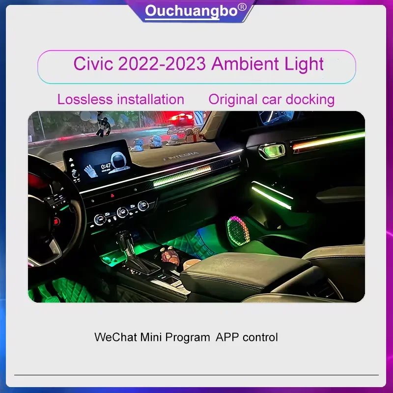 

Ouchuangbo Ambient Light For Civic 11th RHD 2022-2023 Atmosphere Environment Lamp ambientale environmental illuminated Backlight