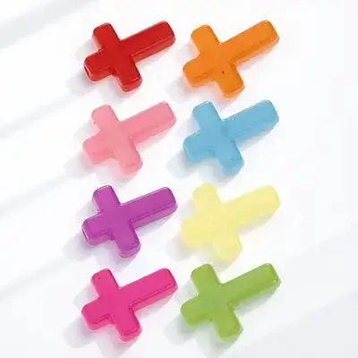 200 قطعة من خرز الصليب الأكريليك المتين عشوائي اللون قلادة قلادة حرفية يدوية مستلزمات صناعة المجوهرات طاقة إيجابية #6