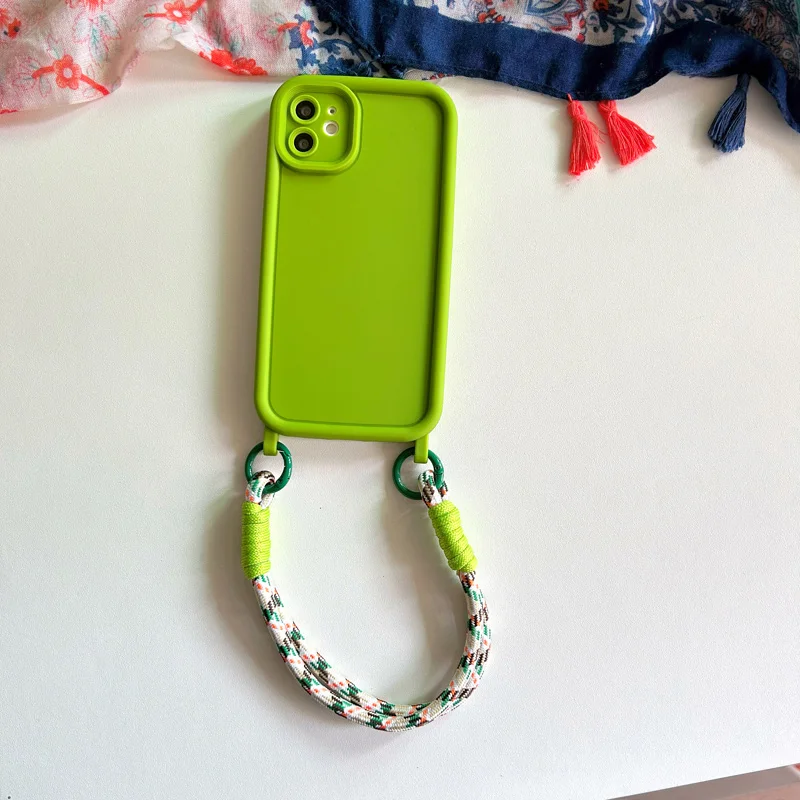 Crossbody strap Lanyard Necklace Wrist Strap Silicone Case For iphone 17 Air 16 16E 15 14 12 11 13 Pro Max Plus Cover