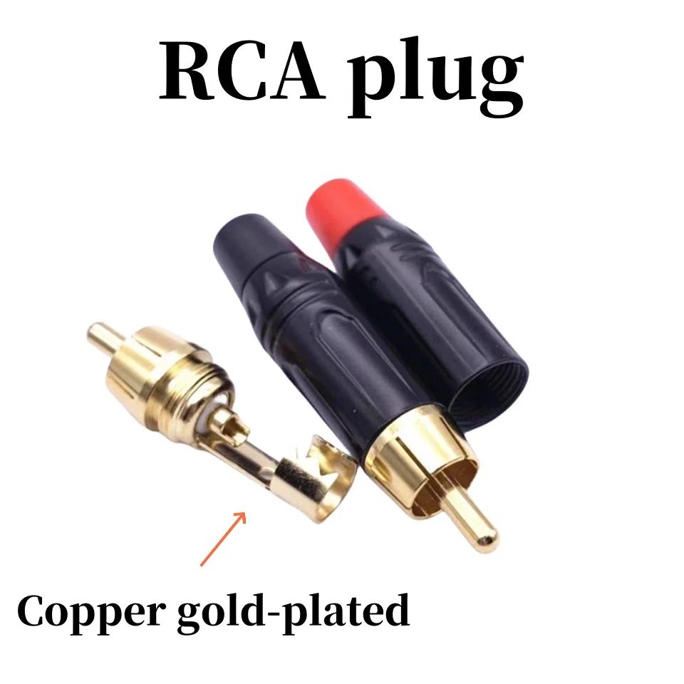 All copper gold-plated solderless RCA lotus audio plug, audio set-top box signal plug, AV microphone speaker audio cable plug