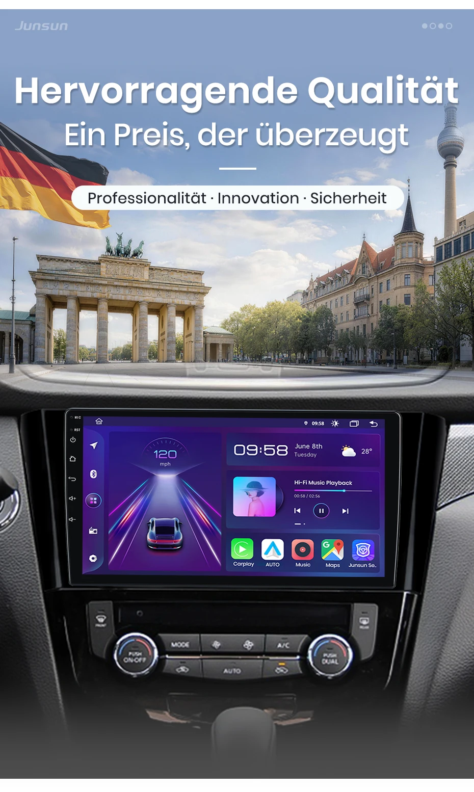 Android Autoradio für Nissan Qashqai J11 X-Trail 3 T32 2013-2017 Apple CarPlay, Multimedia- GPS-Navigation, BT, 4G, WLAN, FM, AM