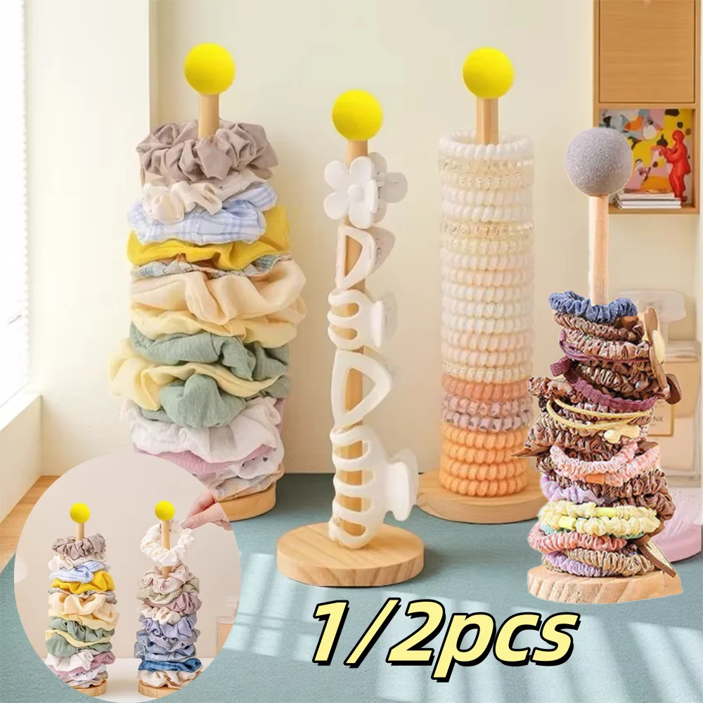 

1/2pcs Wooden Hair Band Holder Rubber Band Hair Rope Accessories for Watches Jewelry Bracelets Scrunchies Shark clamp Hair Band