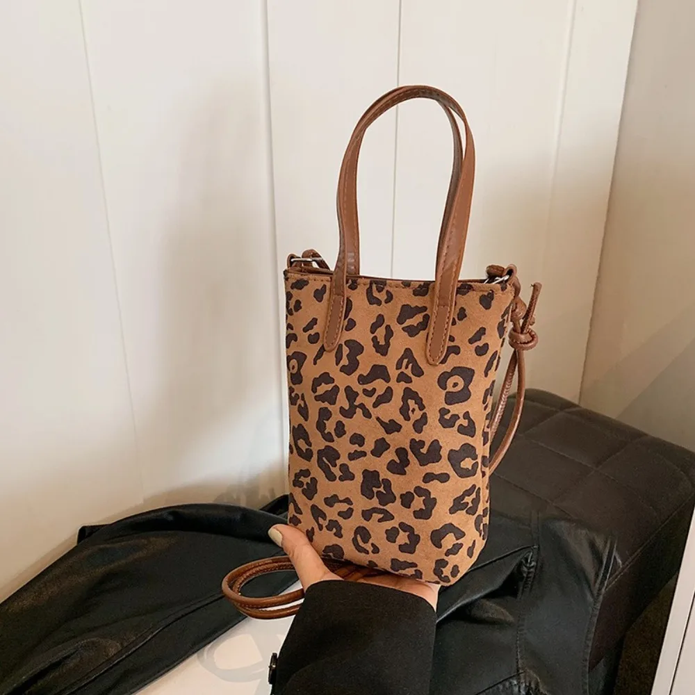 Fashion Retro Leopard Print Tote Bag Popular Temperament Underarm Bag Trendy Large Capacity Crossbody Bag
