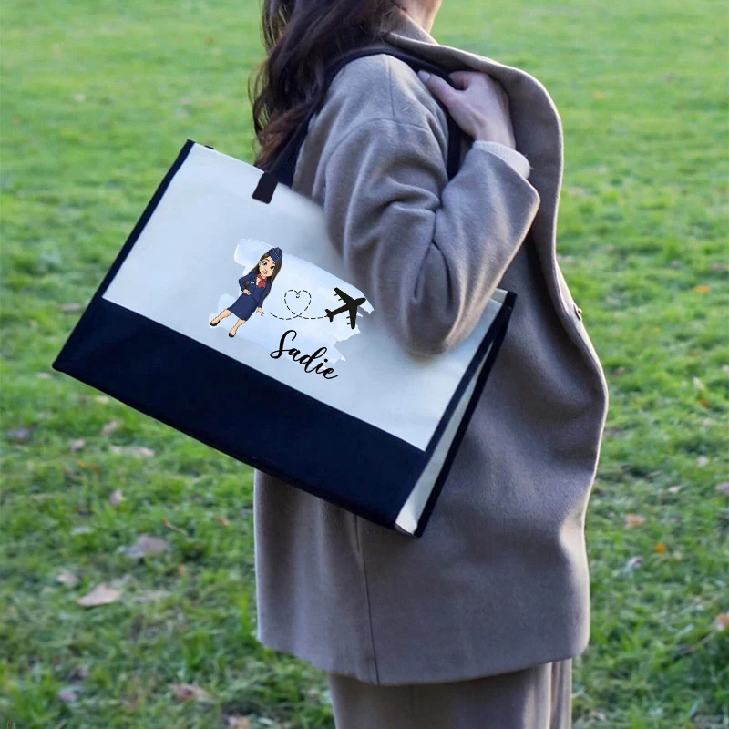 

Сумка-стюардесс с индивидуальным именем, Вместительная дорожная женская сумка для покупок, индивидуальный подарок стюардесс