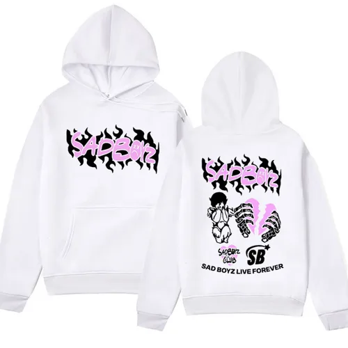 Imagen 2 del producto Sudadera con capucha con gráficos Junior H Sad Boyz para hombre y mujer, moda de alta calidad, sudaderas Vintage Harajuku de gran tamaño, sudaderas con capucha de Hip Hop callejero