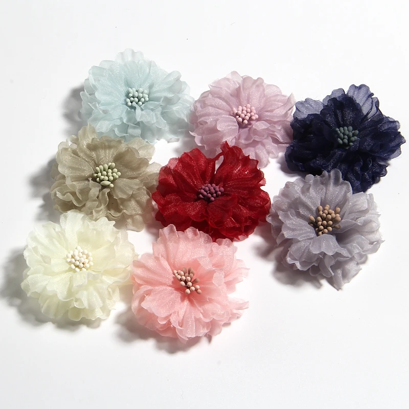 

50PCS 5CM 2" Fashion Girls kids Hair Flowers Blossom With Matches For Decoration Wedding Bouquet Fabric Flower For Headbands