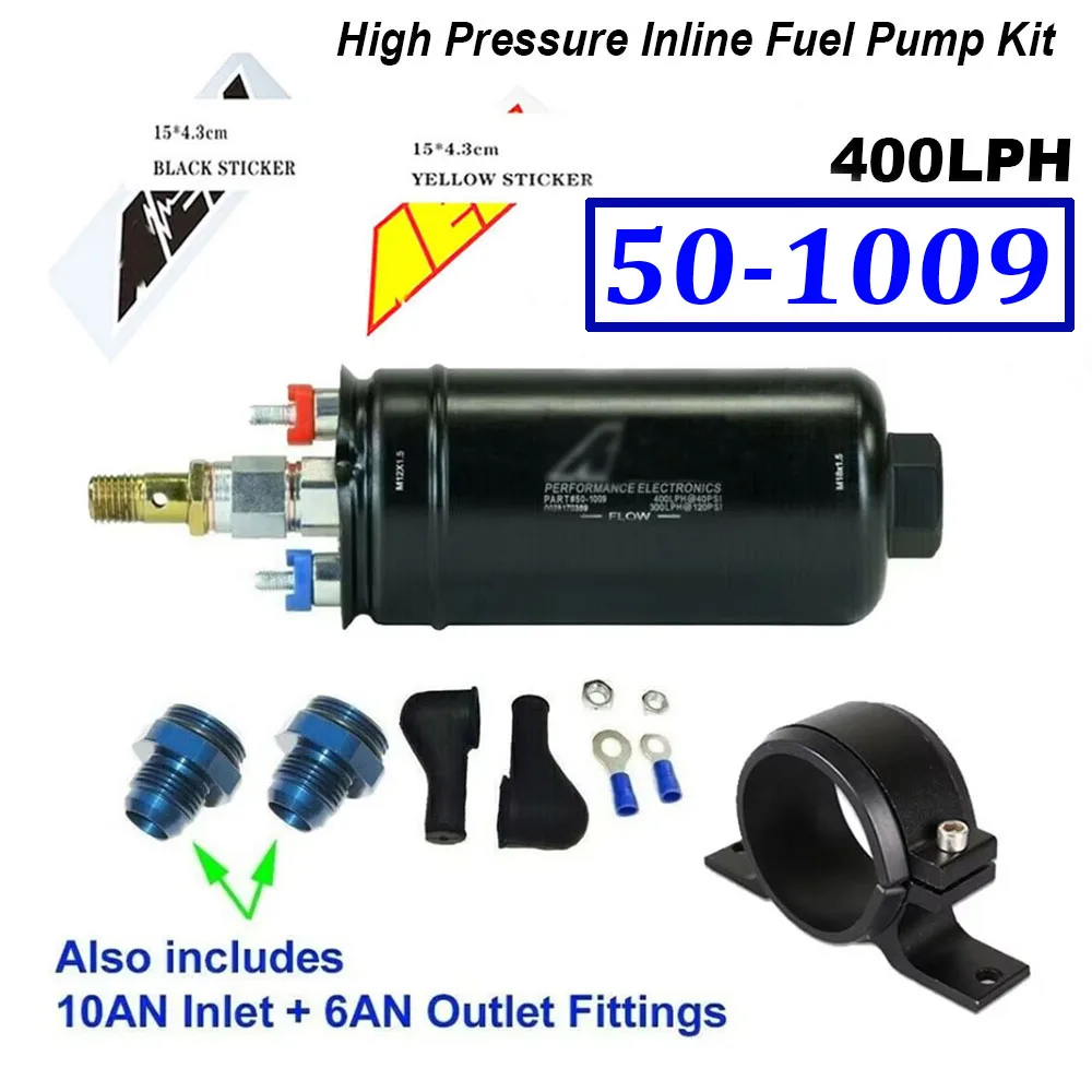 NEW High Quality 50-1009 400LPH 150PSI For AEM High Pressure Inline Fuel Pump Kit E85 E90 0580254044 W/ for AEM Decal