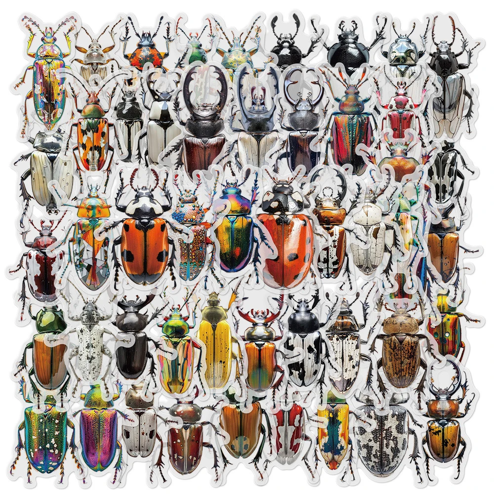 

10/30/50pcs Transparent Colorful Beetle Insect Stickers Funny Cartoon Decals DIY Luggage Phone Laptop Guitar Sticker Decoration