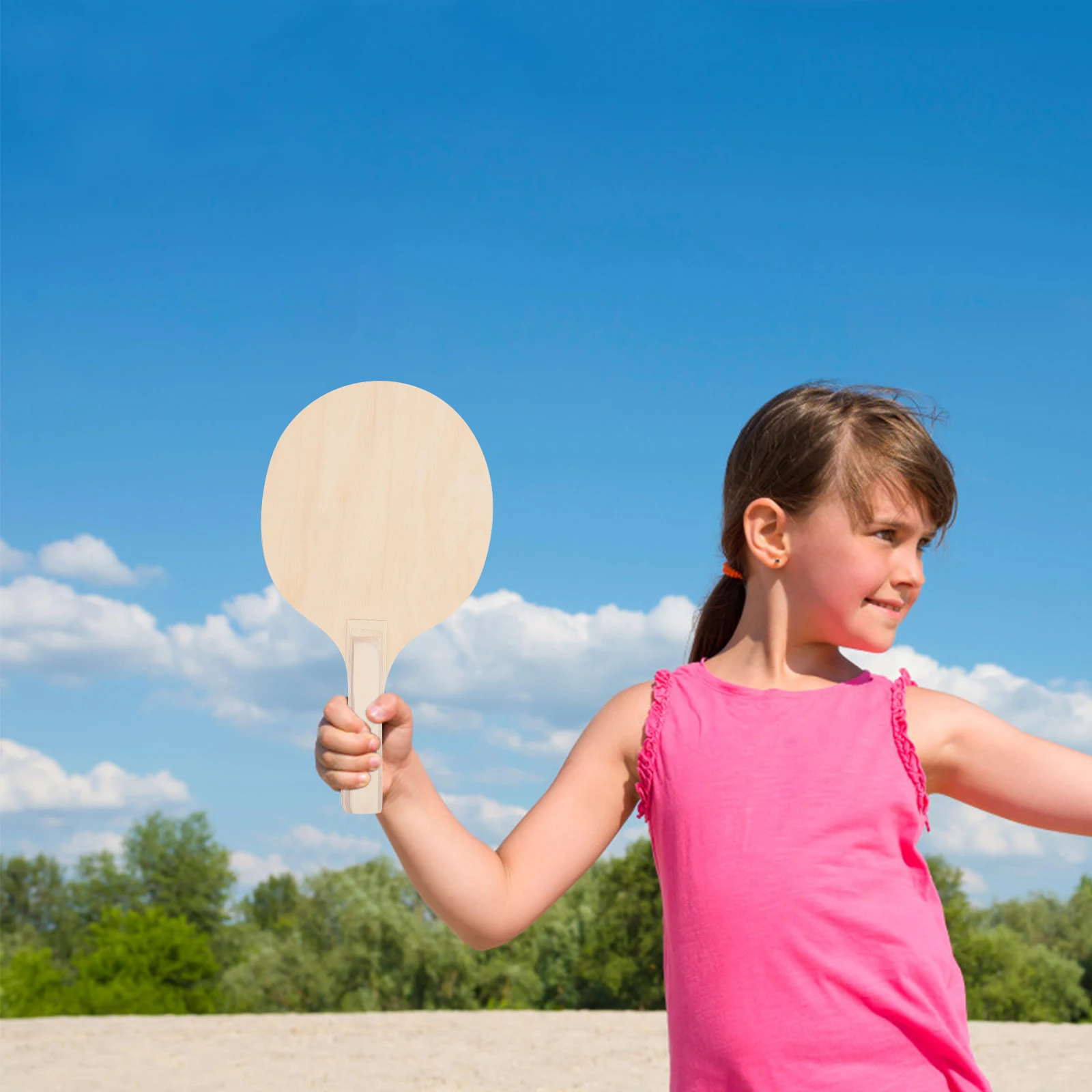 

4 Pcs Paddles Set Beach Racket Smash Wooden Badminton Large Surface Control Ball Paddles Material Outdoor Toy Game