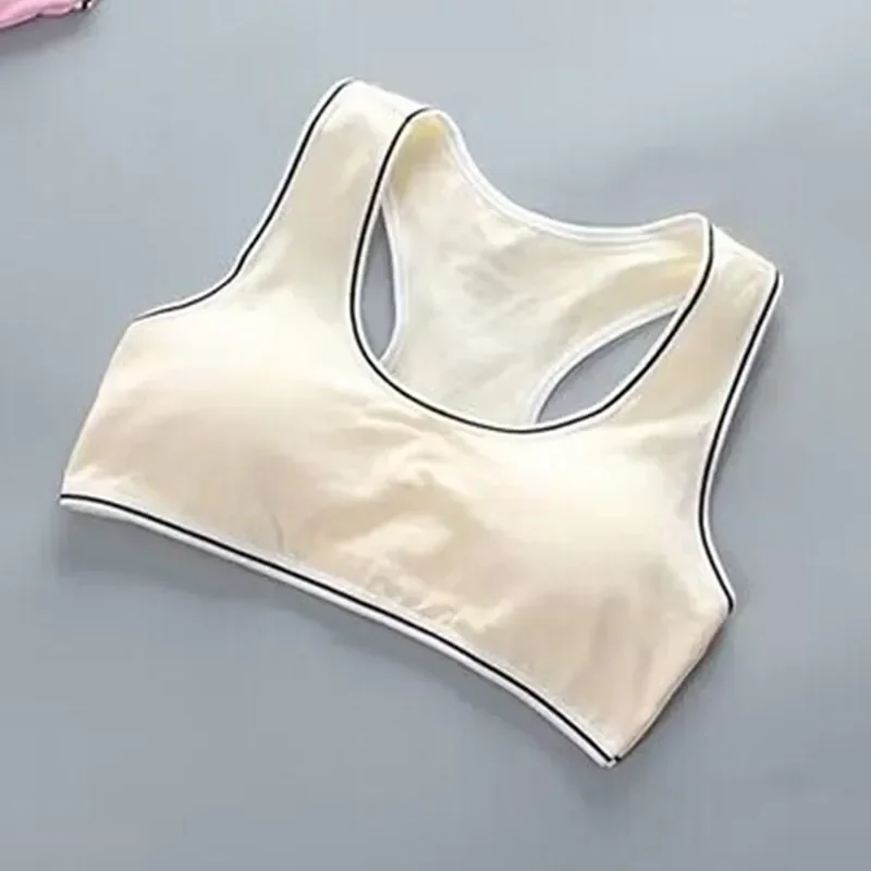 3PC Girls Sports Bra Puberty Underwear Wireless Teenager Chest Pad Cotton Training Bra 8-14Years