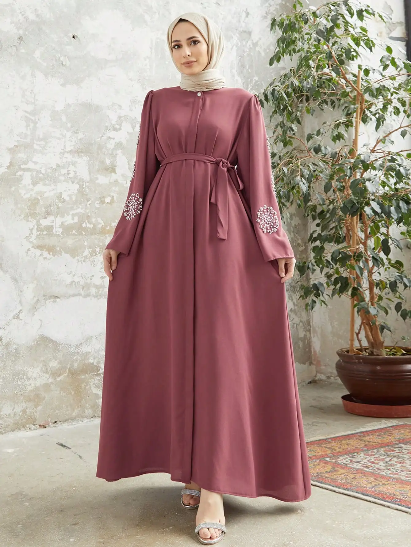 Fashion Women\'s Eid Muslim Women\'s Dresses Pleated Dresses Saudi Arabia Dubai Abaya Turkish Dresses Robe Dresses