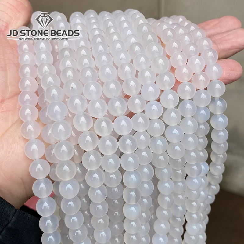 

Natural Stone White Agate Beads Round Loose Spacer 6 8 10mm Pick Size Bead For Jewelry Making Diy Bracelet Necklace Accessory