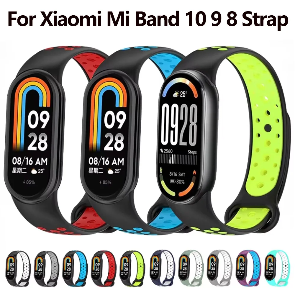 

Silicone Strap for Xiaomi Mi Band 10 9 8 Smart Watch Accessory Two-tone Bracelet Wristband for Mi Band 9 Replacement Belt Correa