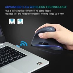 Lefon Ergonomic Mouse 2.4G Wireless Vertical Mouse Rechargeable Gaming Mice With 3DPI 1000/1600/2400 for PC Laptop F35/F35B