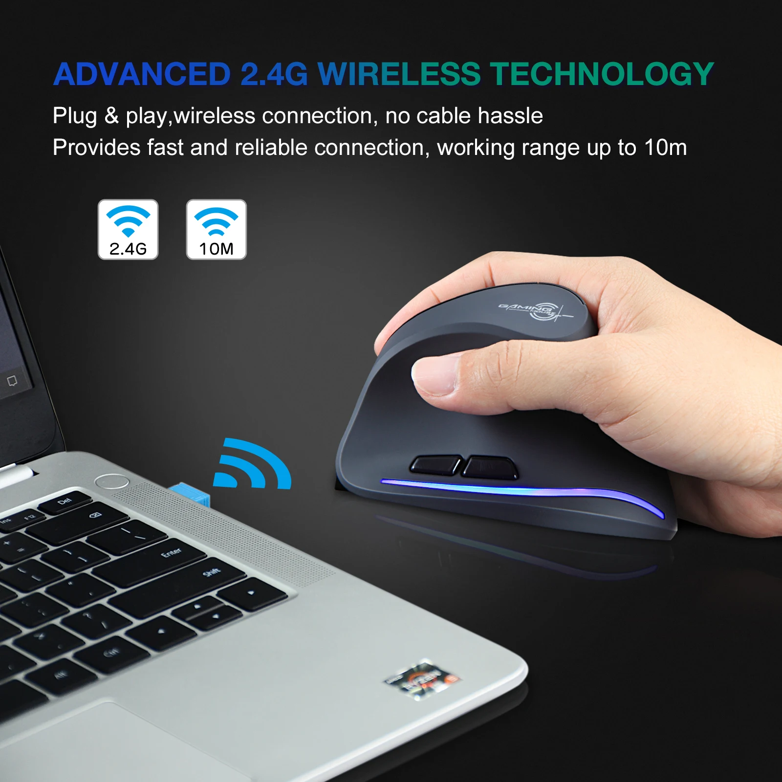 Lefon Ergonomic Mouse 2.4G Wireless Vertical Mouse Rechargeable Gaming Mice With 3DPI 1000/1600/2400 for PC Laptop F35/F35B